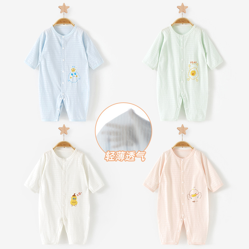 Mono para bebé, pijama de algodón fino de manga larga para verano, ropa para recién nacidos, ropa de verano para niños pequeños, ropa de bebé para niños y niñas