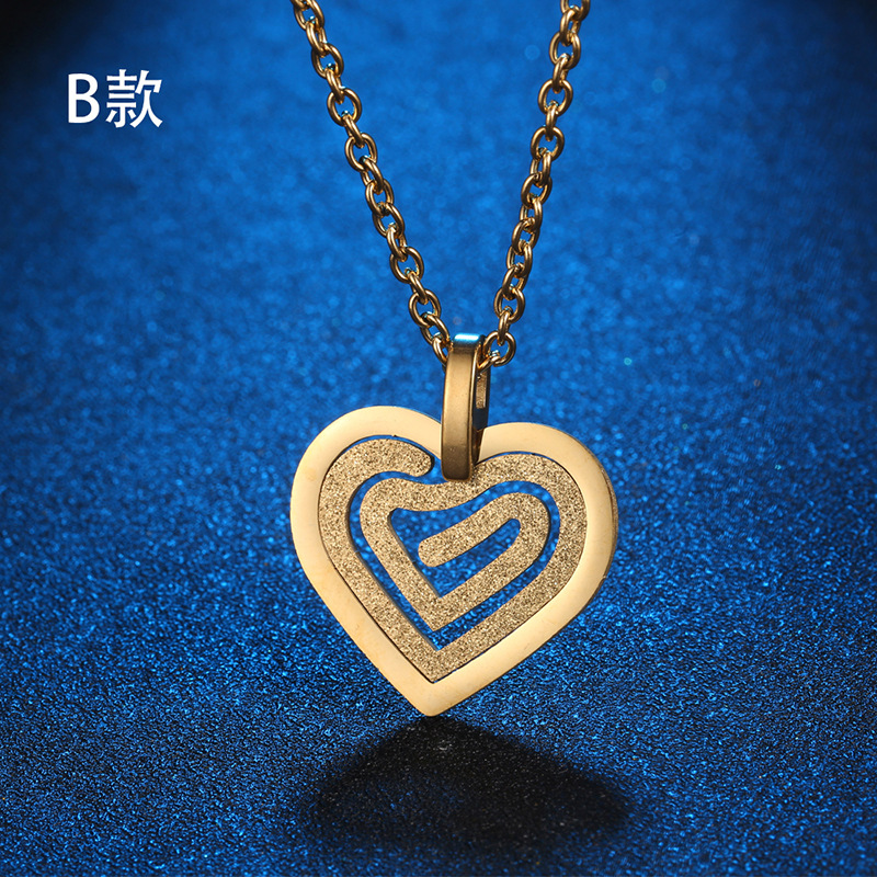 Titanium Steel Necklace Heart Star Pendant Simple Fashion Sweater Chain Wholesale display picture 3