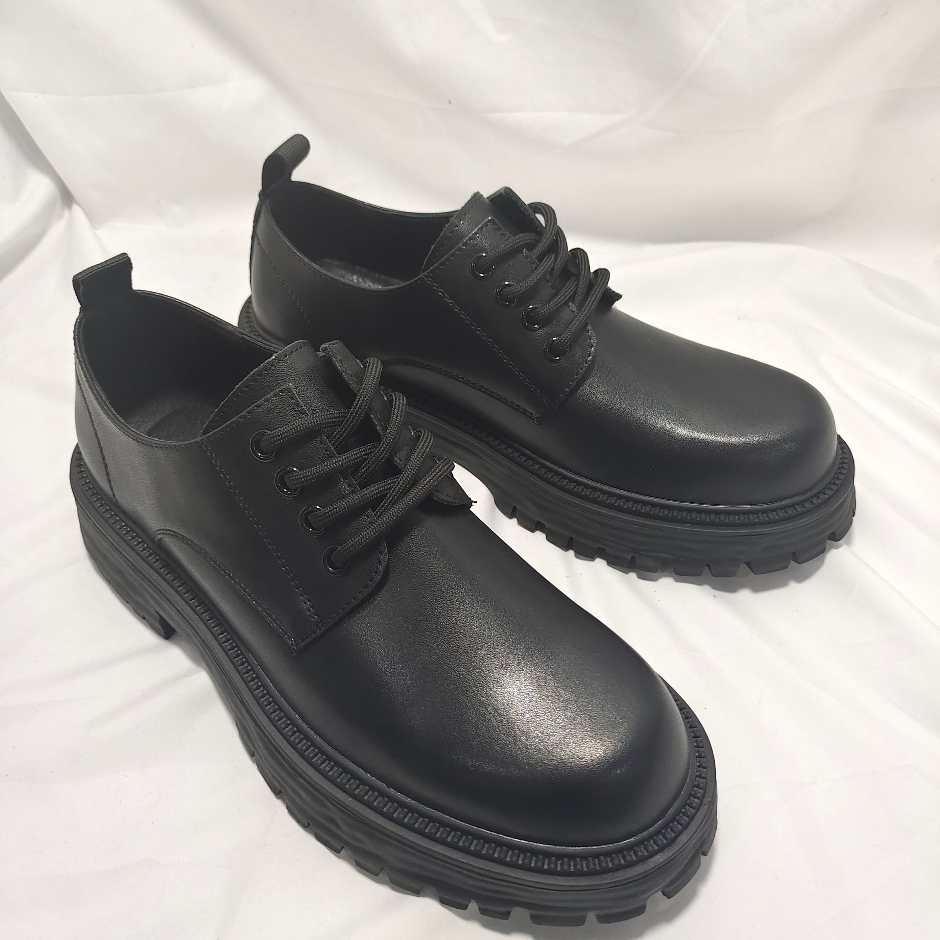 Men's Shoes New Men's Cowhide Casual British Style Heightened Suit Leather Shoes Spring Martin Shoes Thick Bottom Square Toe Leather Shoes