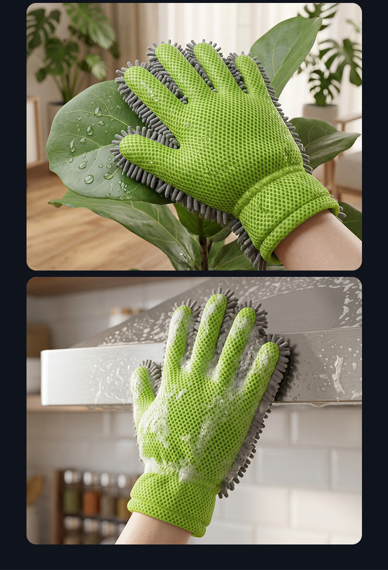 Car Wash Five-Finger Gloves, Thickened Chenille Car Cleaning Gloves, Rich Foam, Car Wash Shop Special Car Wiping Towel