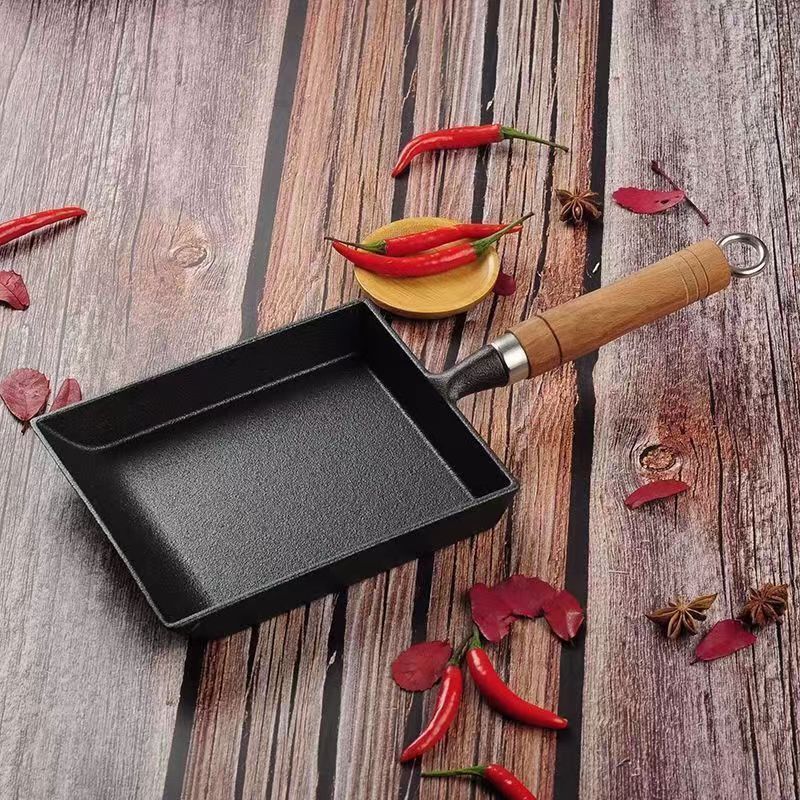 Cast Iron Yuzi Frying Pan Japanese-style Egg Roll Square Fried Egg Pan Uncoated Non-stick Pan Multifunctional Pan