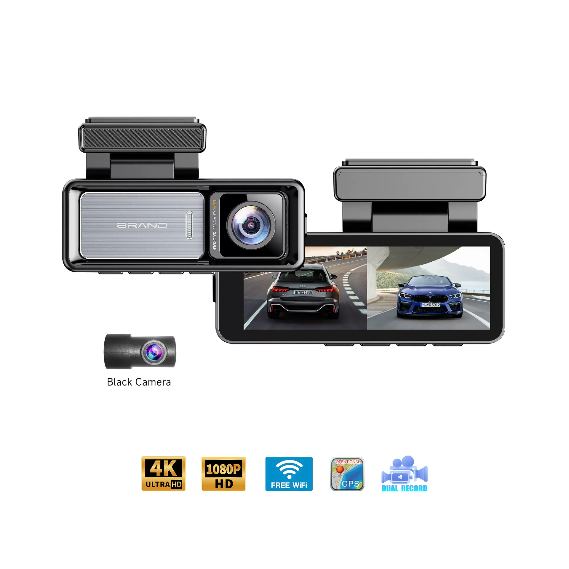 2025新款4K双录130度行车记录仪停车监控记录仪3.2寸双录Dash Cam