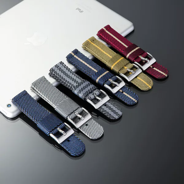 New Stylish and Trendy Color-Blocked Canvas Nylon Woven Watch Strap for Men with Quick-Release Lug, Suitable for Smart Watches