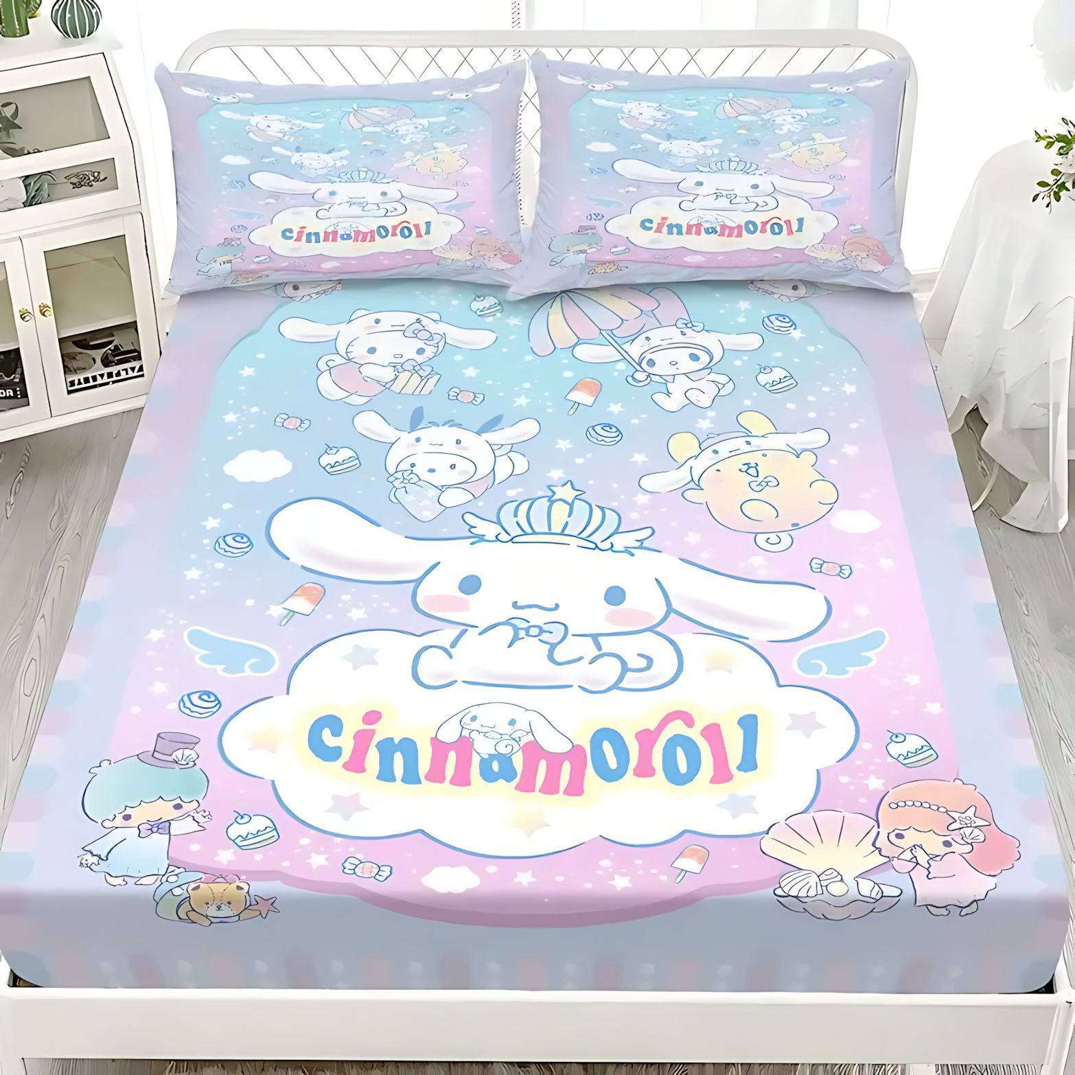 TEMU / JIT Cute Sanrio Jade Gui Dog 3D impresión digital cama Kashi almohada cubierta de ropa de cama