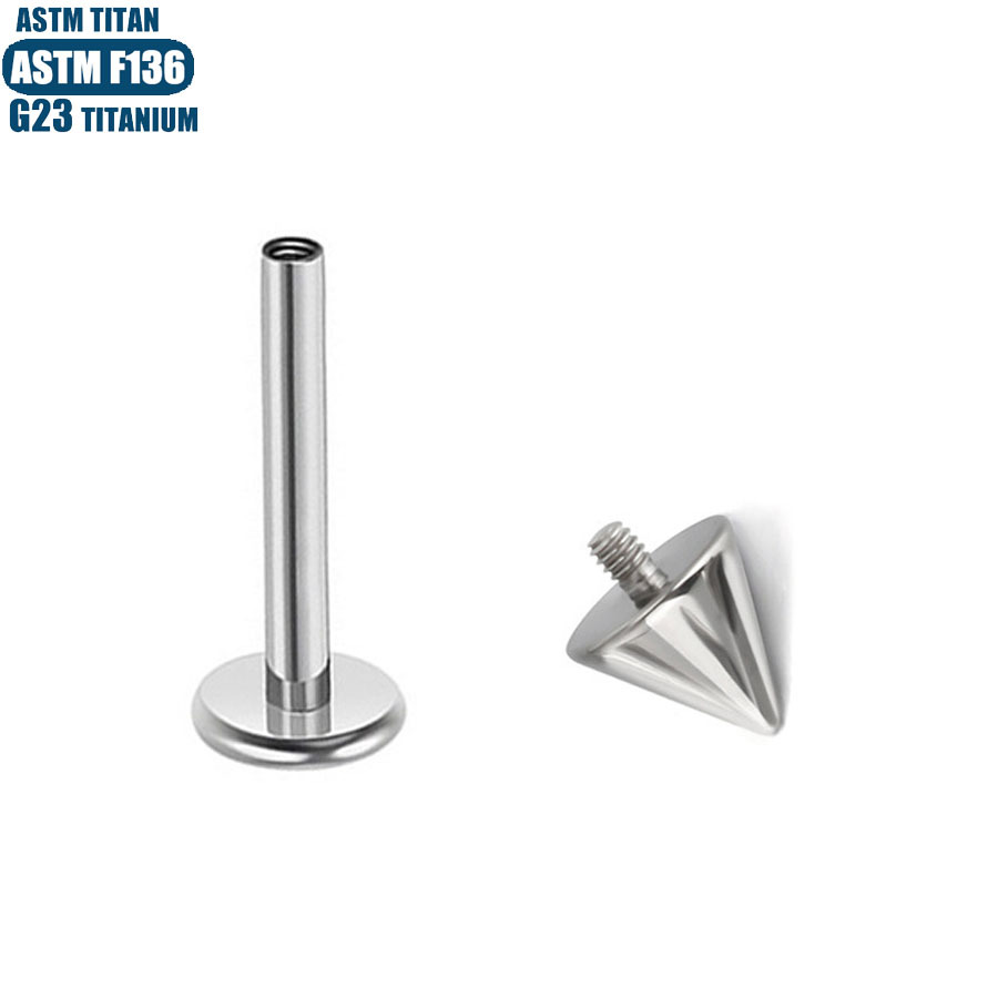 16G labret stud size and finish detail