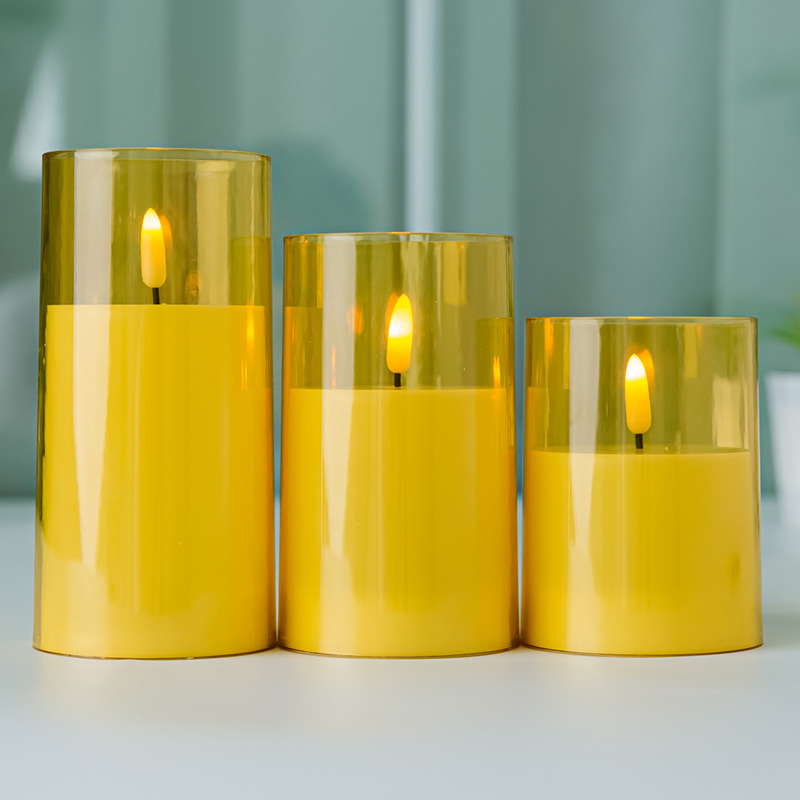 Plástico acrílico LED electrónica luz de la vela de plástico de simulación de vidrio Amazon vela caliente