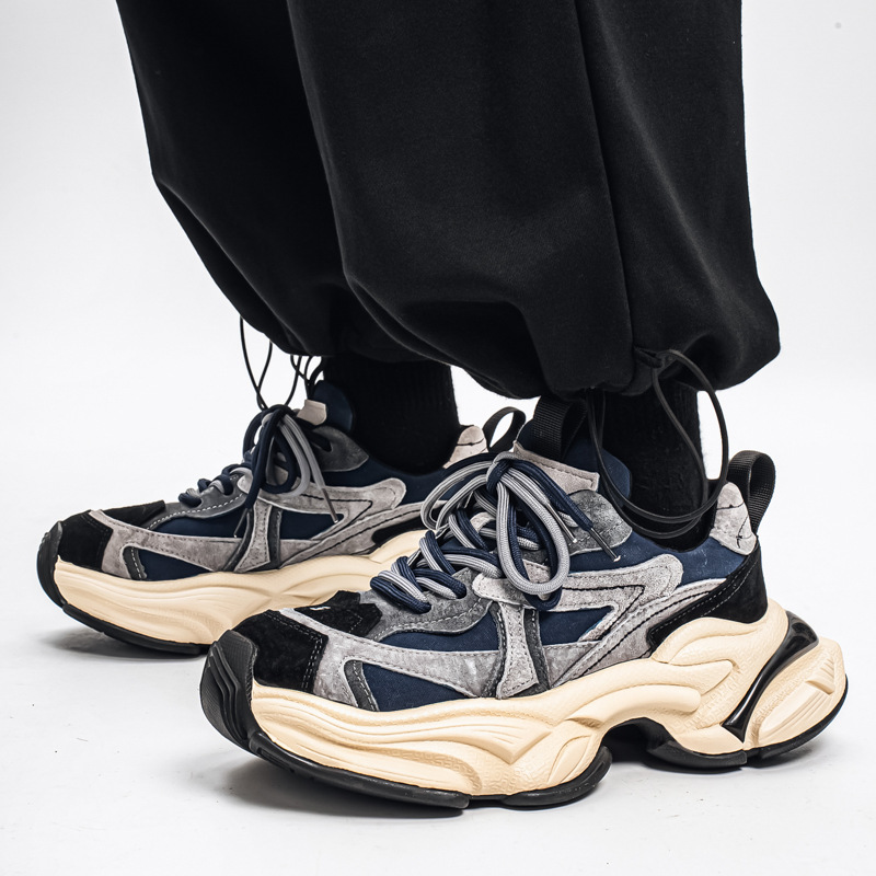 European Men's Shoes 2025 New Thick-Soled Height-Increasing Casual Trendy Shoes Versatile Sports Fashion Niche Dad Shoes