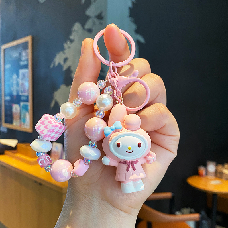 Cuentas Kulomi cadena de teléfono móvil llavero lindo bolso de niña colgante de bolso de corazón muñeca de dibujos animados colgante de llave de coche