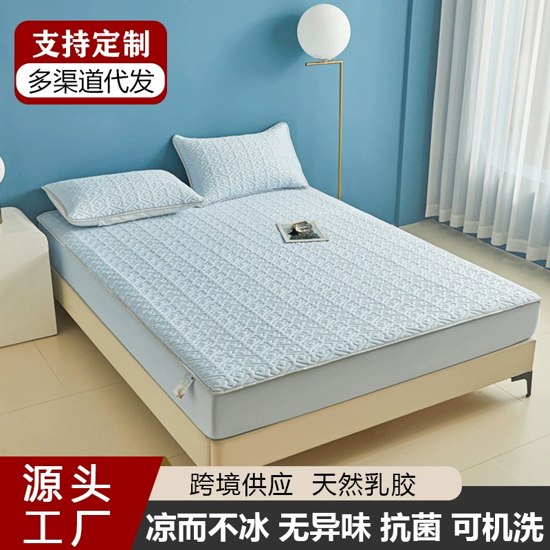 Комплект постельного белья из латекса и матраса (3 предмета) для внешней торговли Amazon: летнее простыня-натяжка из ледяного шелка, складная, машинная стирка, нескользящая, оптом от производителя