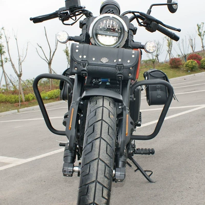 Suitable for Qianjiang flash 250 front bumper bumper anti-drop bar flash 150 rear high backrest rear armrest quick release side bag (Motorcycle bumper) - black-carbon-steel-bumper