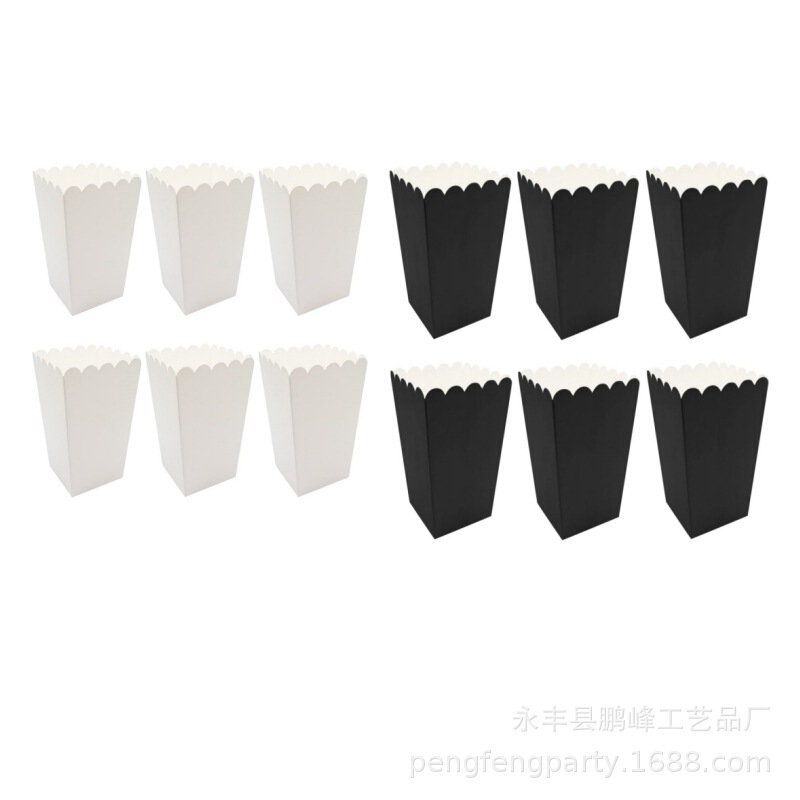 現物卸売り純色使い捨てポップコーン箱白紙凌波型折り箱鶏米花外包装箱|undefined