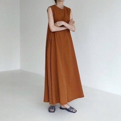 2025 New Korean Style Simple Sleeveless Cotton Linen Dress for Women, Loose A-line Long Dress with Round Neck, Elegant Commuting Dress 2025 New Korean Style Simple Sleeveless Cotton Linen Dress for Women, Loose A-line Long Dress with Round Neck, Elegant Commuting Dress