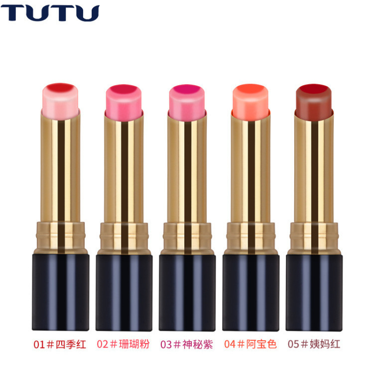 彩妆TUTU 滋润夹心护唇唇膏 保湿不脱色 双色咬唇口红5色5159