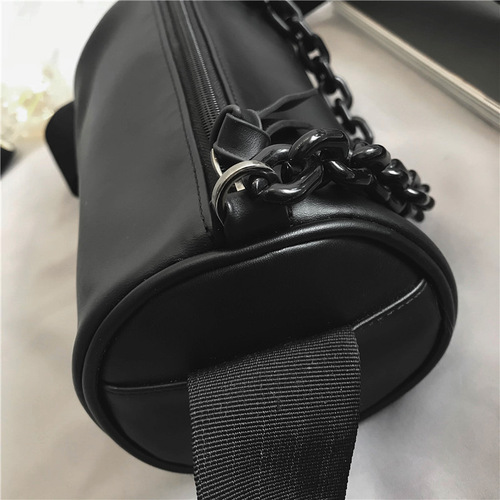 斜挎包男士潮牌PU小挎包ins潮男士包包秋冬新款圆筒包女