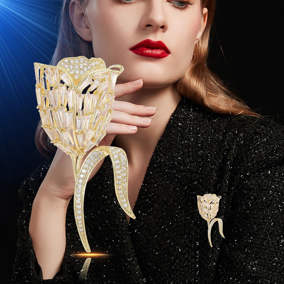 Spilla a tulipano con diamanti elegante spilla da risvolto_voghion.com