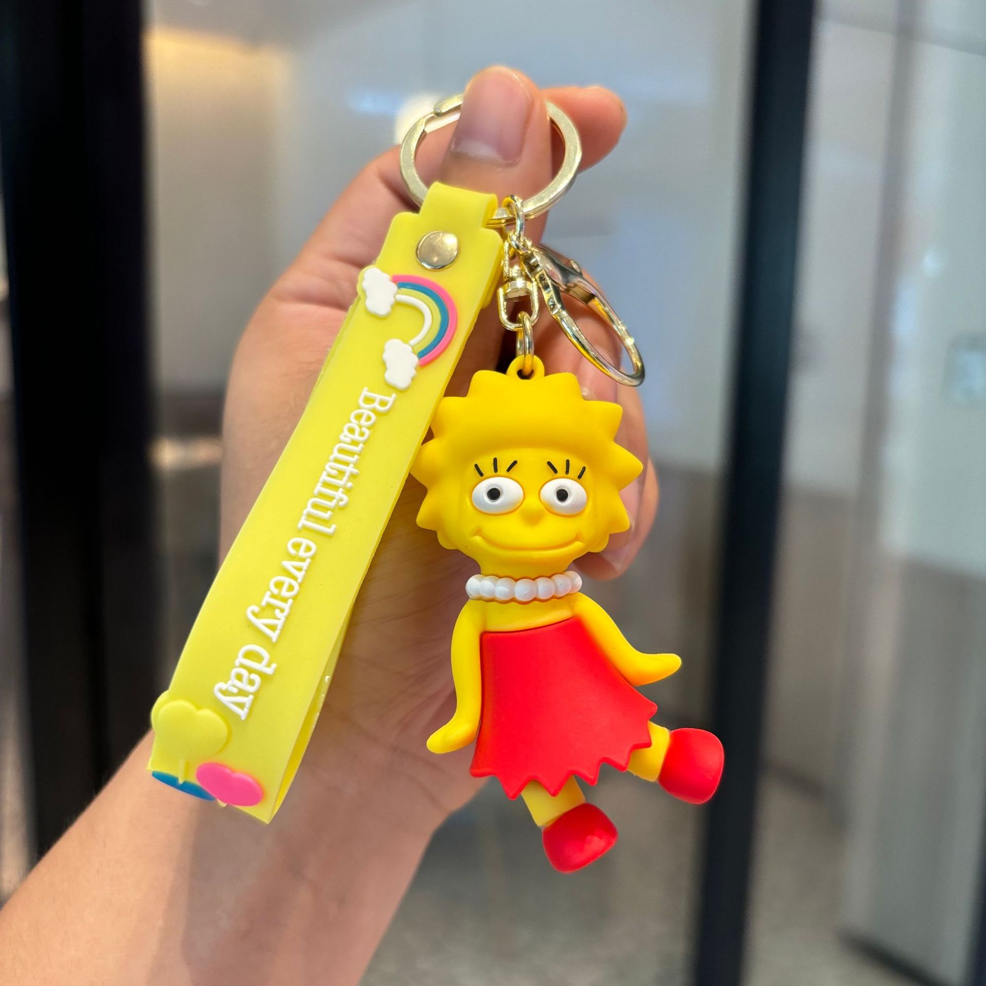 Simpsons caricatura de silicona muñecas lindas colgantes agarrador muñeca bolsos colgantes llaveros regalos