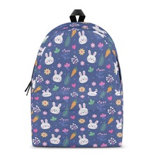 独立站卡通兔子印花来图印制学生书包全印花拉链儿童背包一件起订