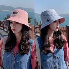 NOアルファベット漁師帽女性の両面にかわいい旅行に出かけるネット赤盆帽日焼け止め盆帽日焼け止め