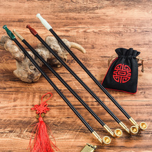 老式传统长烟斗黄铜旱烟袋锅子男士手工玉石烟嘴加长烟杆烟具配件