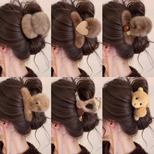 发量少毛绒抓夹女高级感2025新款秋冬中号发夹后脑勺鲨鱼夹子头饰