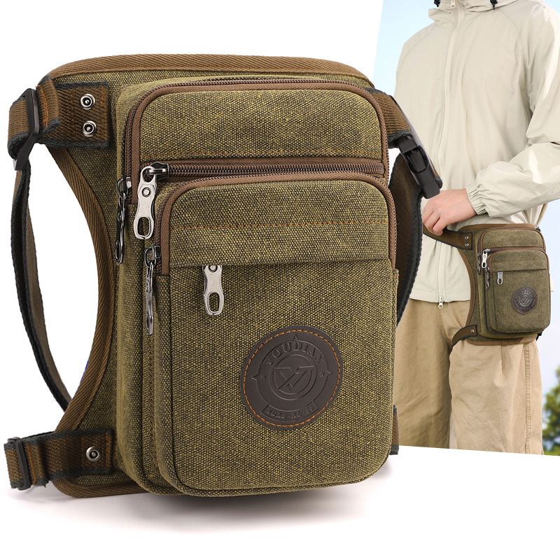 Sports Waist Bag, Cross-Border Outdoor Men's Leg Bag, Cycling Motorcycle Bag, Mobile Phone Bag, Large Capacity Canvas Chest Bag, Crossbody Men's Bag