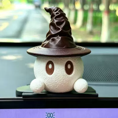 Magnetic Screen Decoration Universal — Car ornaments - 50mm-long-black-base-3d-printed-ideal-doll-magic-hat-brown