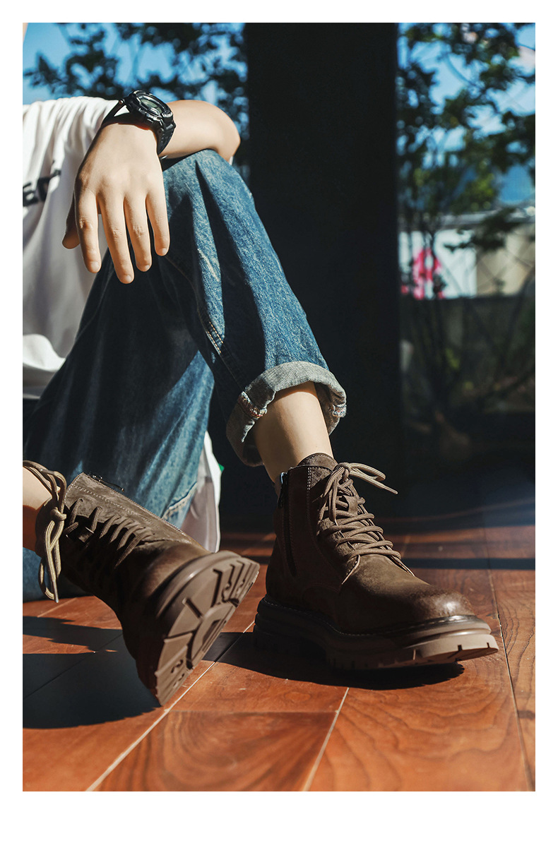 Nouvelles bottes courtes tendance d'automne, grandes bottes jaunes assorties, bottes de travail pour hommes, chaussures pour hommes_voghion.com