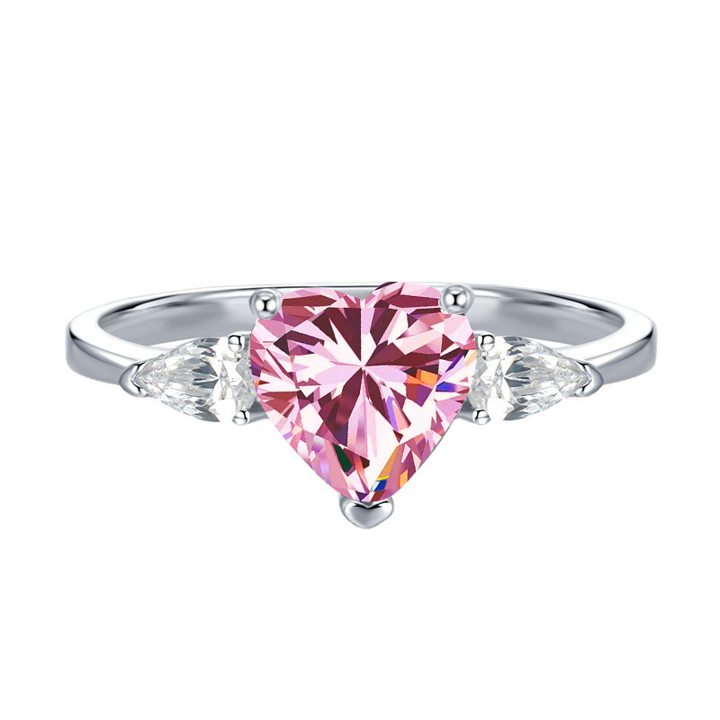 2024 nuevo corazón de plata S925 8 * 82 quilates color Moissanite Seiko completo diamantes anillo micro-incrustado Europa y América transfronterizos