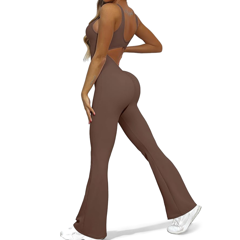 Nuevos pantalones de campana europeos transfronterizos, ropa de yoga deportiva sexy sin espalda