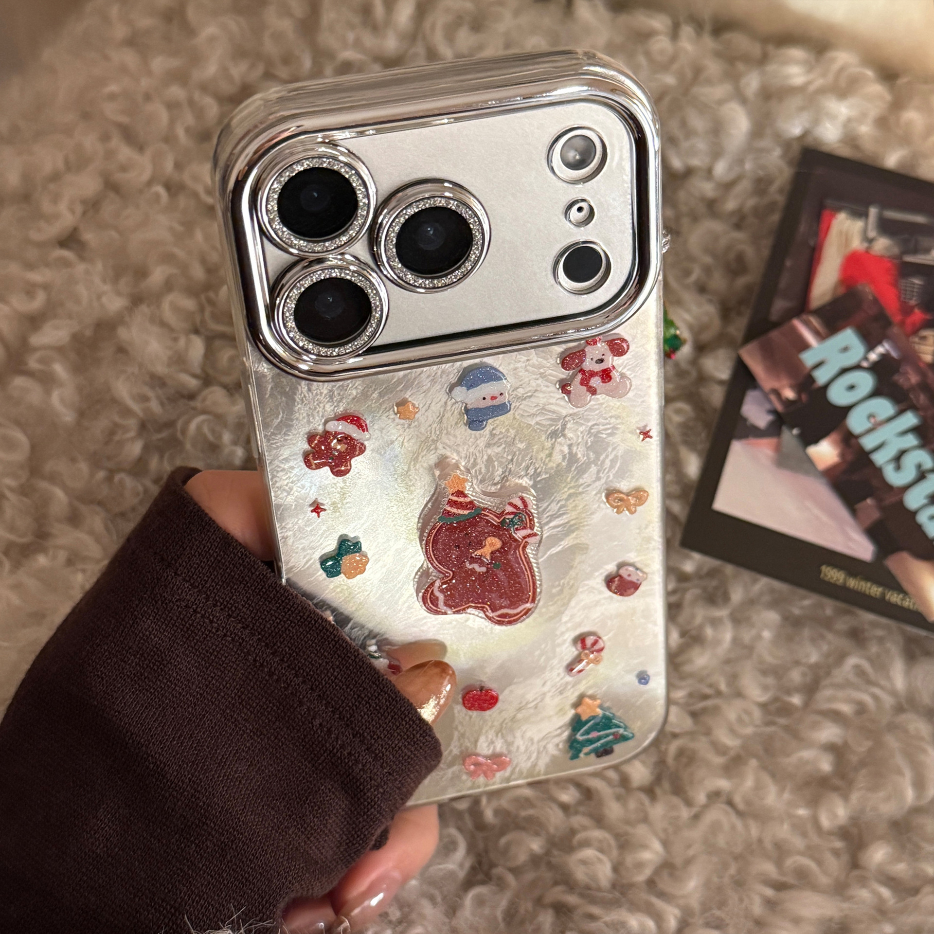 Glitter Gingerbread Man Phone Case For Iphone With Lens Protector_voghion.com