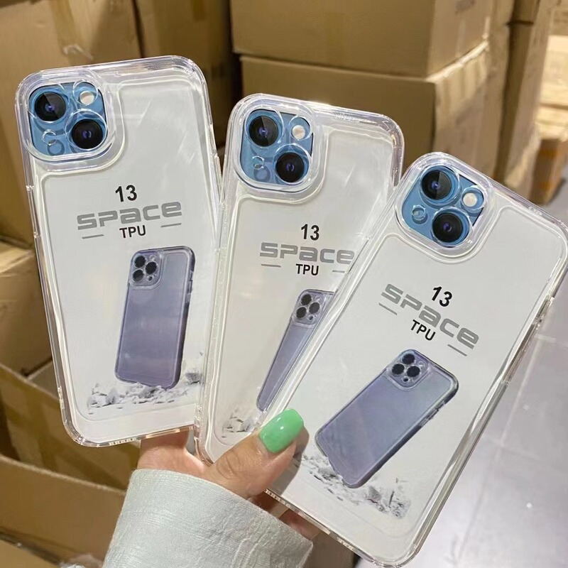 Suitable for Apple 17 12 14 16 Crystal Space Tpu Fully Transparent Precision Hole Phone Case Anti-Fall Tpu Protective Cover