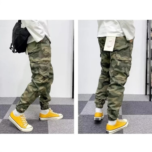 Camouflage pants for men, American retro casual cool stylish multi-pocket outdoor work pants for men, loose and wear-resistant harem ankle pants