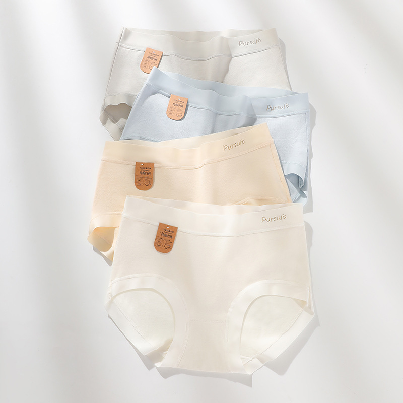 Ropa interior de algodón para bebés de clase A minimalista, ropa interior de algodón para mujer, cintura media, ropa interior cómoda para la cadera, entrepierna de algodón de algodón de algodón para mujer 7a antibacteriano