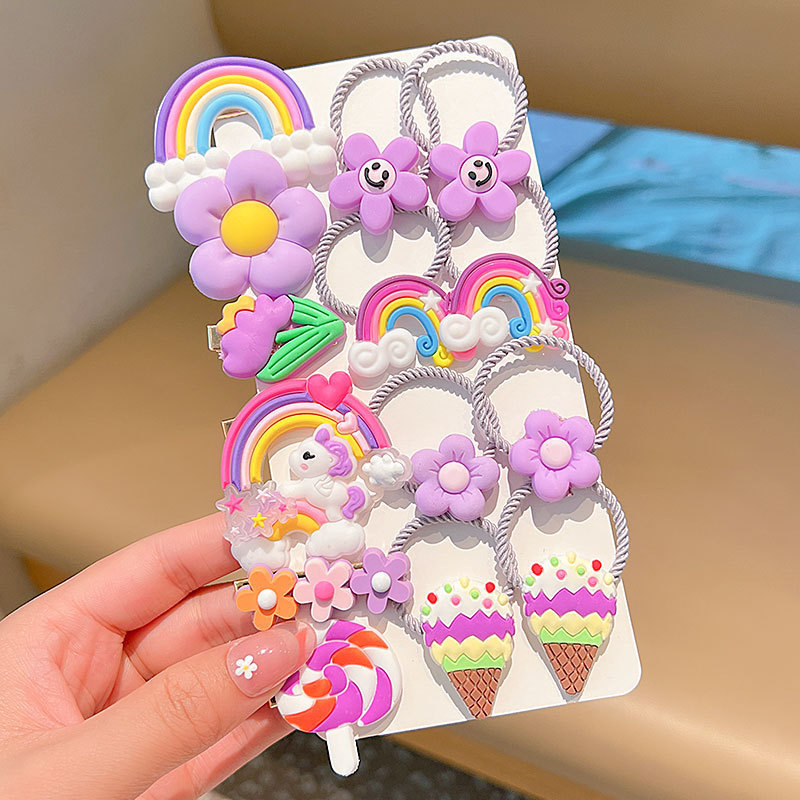 Accesorios de horquilla para niños de dibujos animados de silicona cuerda de pelo lindo anillo de pelo traje de horquilla de princesa accesorios para Niños Accesorios para el cabello