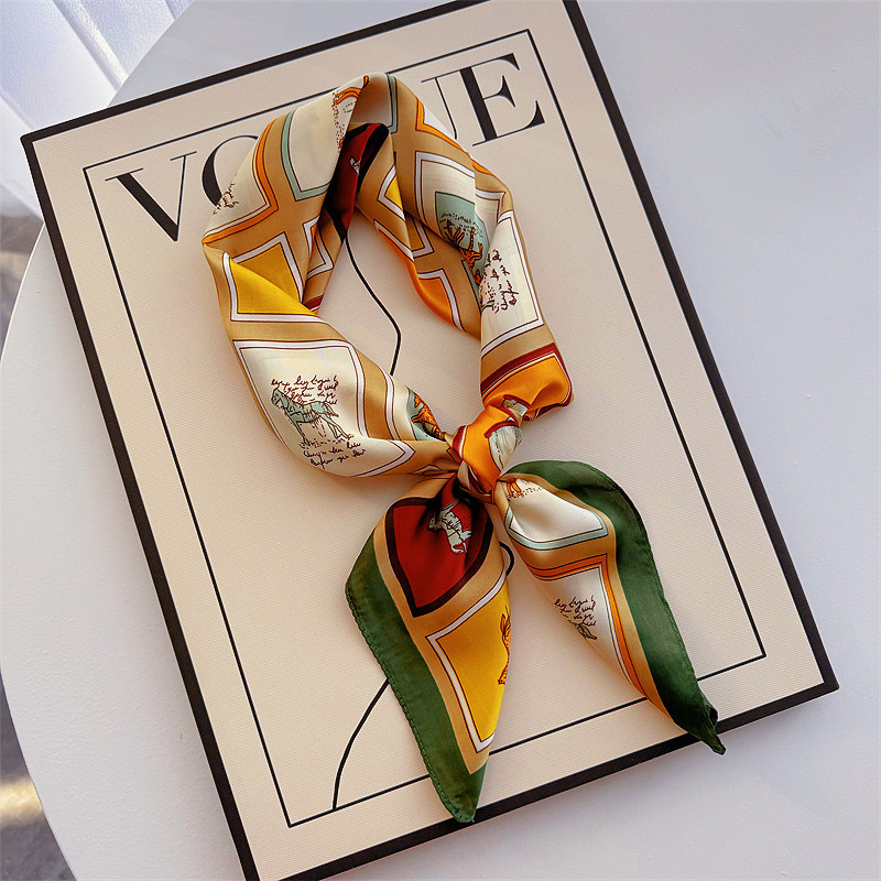 Bufandas de seda para mujeres primavera y otoño bufandas de moda para mujeres bufandas de cuello para maestros y empleados regalos de impresión de lujo ligero