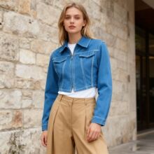 时尚百搭牛仔外套女2025秋季新款修身显瘦结构式潮流夹克外套女装