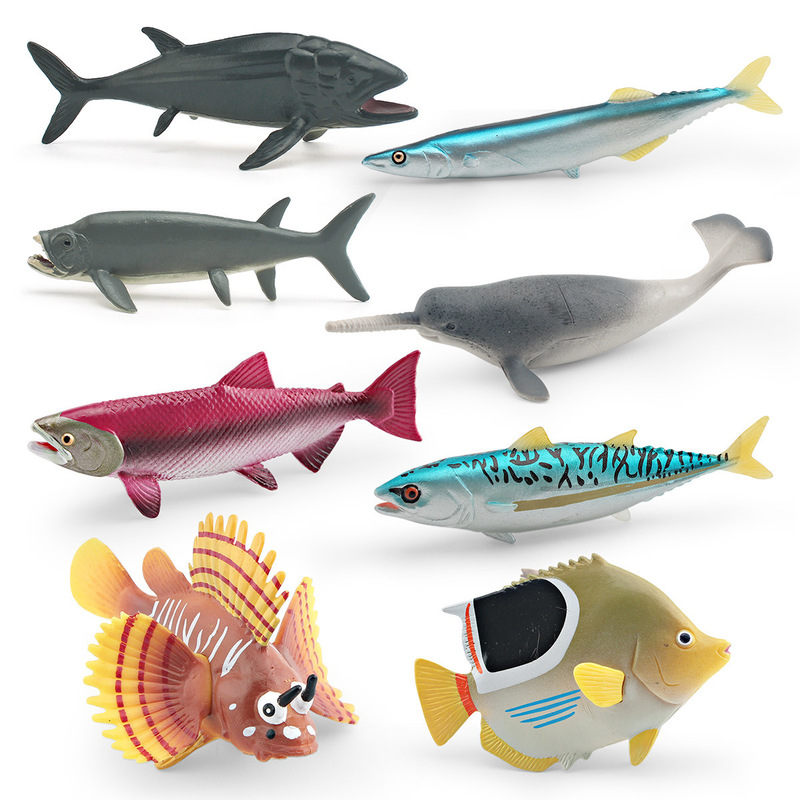 Simulation butterfly fish multi-arm lion fish narwhal yellow fin tuna saury marine animal model ornaments Simulation butterfly fish multi-arm lion fish narwhal yellow fin tuna saury marine animal model ornaments