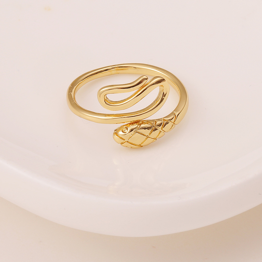 Bague Fine Ouverte En Forme De Serpent En Or Véritable Plaqué Cuivre Simple En Gros display picture 3