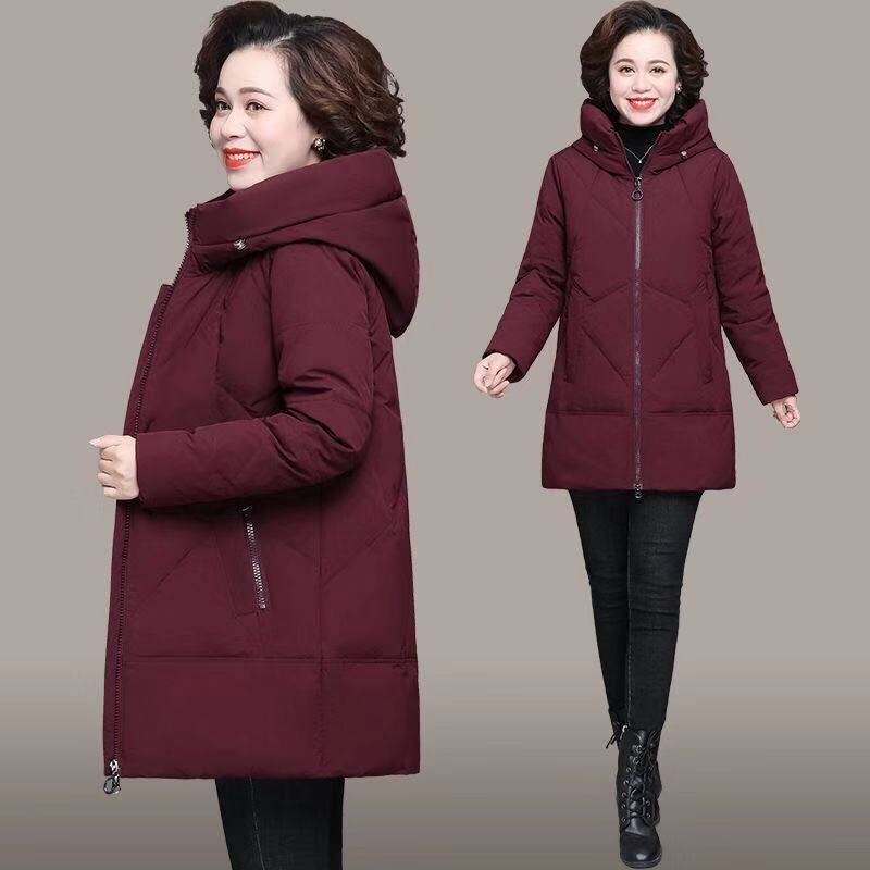 Popular Middle-aged And Elderly Women's Cotton Padded Clothes, Slim Down Cotton Padded Clothes, Medium And Long Women's 2021 Cotton Padded Jacket, New Style Of Cotton Padded Jacket