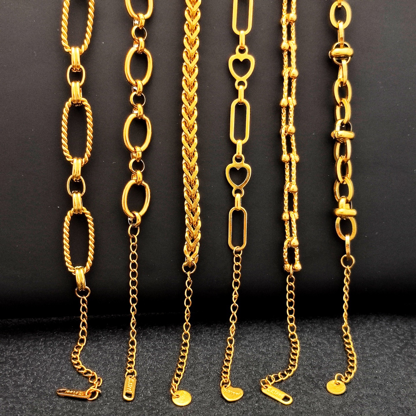 Cross-Border Titanium Steel Bracelet Exaggerated Big-Name 18K Real Gold Stainless Steel Handmade Combination Jewelry with Long-Lasting Color Retention