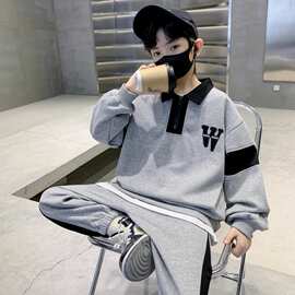 男童春装套装2025新款洋气儿童酷帅卫衣运动服春秋款大童炸街衣服