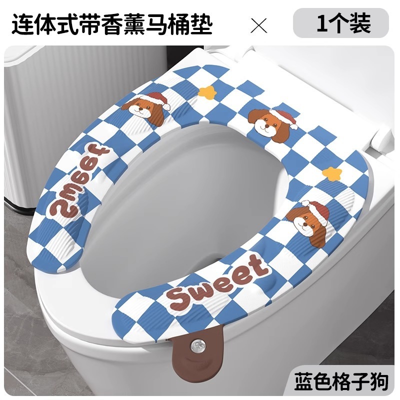 オールシーズン対応のトイレマット、家庭用トイレ防水シートクッション、トイレステッカー、アロマテラピー粘着便座パッキン付き|undefined