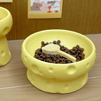 Миска для кошек, керамическая миска для кошачьего корма, высокая миска для еды, миска для воды, плоское горло, защищает шейный отдел позвоночника и предотвращает опрокидывание, миска для щенков большого диаметра, сыр