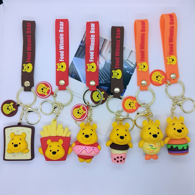 Cross-Border Creative Cartoon Foodie Winnie the Pooh Key Chain Pendant Couple Bag Car Key Chain Accessories Wholesale