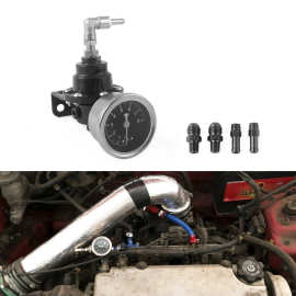 跨境汽车改装可调燃油调压阀铝合金燃油增压器压力调节器带压力表