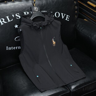 European Station 2025 Summer New Men's Vest Sun Protection Clothing Trendy High-Quality Embroidered Plus Size Hooded Top