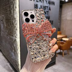 豪華なフルダイヤモンドの立体的な蝶結び、Apple 16 Pro Max、iPhone 15、宝石、14/13、女性向け17用のスマホケース