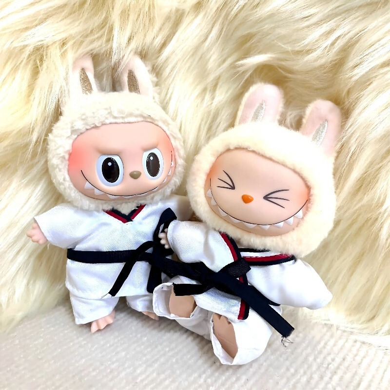 Cross-Border Hot-Selling Taekwondo Cardigan Suit Baby Clothes Labubu First and Third Generation Vinyl Doll Labubu Pendant Accessories