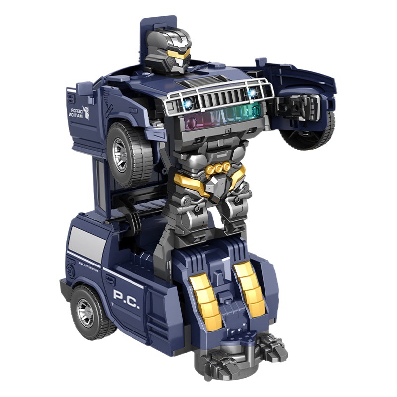 Coche de policía universal de juguete eléctrico para niños Humvee cantando robot de baile coche de deformación eléctrica coche de juguete luminoso