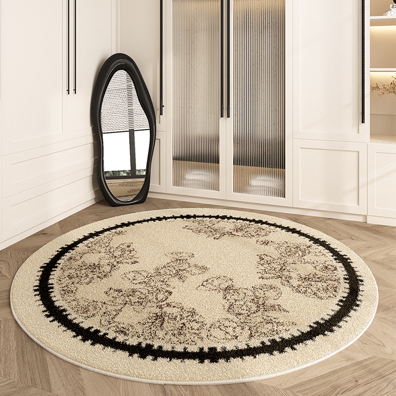 法式花卉衣帽间仿羊绒地毯冬季打理全身镜梳妆台圆形隔音毛毯批发